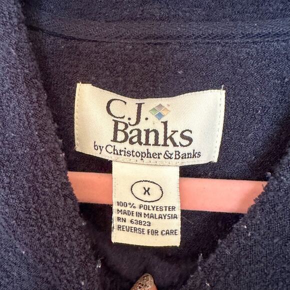 Christopher & Banks Vintage Christmas Sweater with Santa Blue Holiday Sweaters - Picture 3 of 4